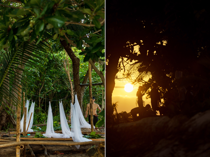 Million Dollar Island - Main Camp, slapen onder een klamboe in de open lucht
